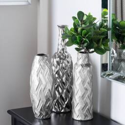 Wyld and Coco Silverstone Stoneware Bottle Vase - 33cm Silver