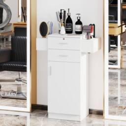 Costway Beauty Salon Storage Cabinet Locking Beauty Styling Equipment Station in White - thumbnail 4