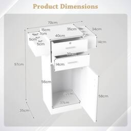 Costway Beauty Salon Storage Cabinet Locking Beauty Styling Equipment Station in White - thumbnail 2
