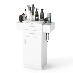 Costway Beauty Salon Storage Cabinet Locking Beauty Styling Equipment Station in White - thumbnail 1