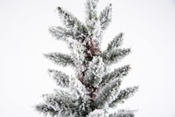 Shatchi 5FT Snow Flocked Artificial Slim Christmas Pencil Tree Holiday Home Decorations with Pointed Tips & Metal Stand in White - thumbnail 4