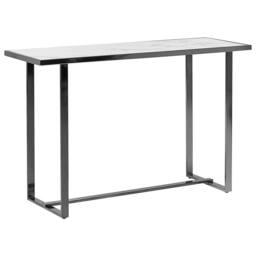 Wyld and Coco Modern Console Table White Silver Tempered Glass Marble Finish - thumbnail 2