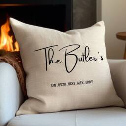 Aye Do Gifts Personalised Family Name Cushion in Cream - Size: 40 cm x 40 cm - thumbnail 1