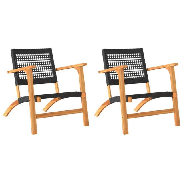 Berkfield Home Garden Chairs 2 pcs Black Poly Rattan & Acacia Wood - image 1