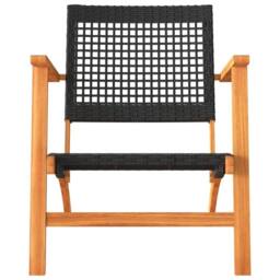 Berkfield Home Garden Chairs 2 pcs Black Poly Rattan & Acacia Wood - thumbnail 5
