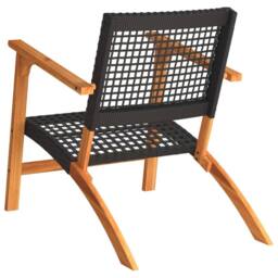 Berkfield Home Garden Chairs 2 pcs Black Poly Rattan & Acacia Wood - thumbnail 7