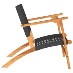 Berkfield Home Garden Chairs 2 pcs Black Poly Rattan & Acacia Wood - thumbnail 6