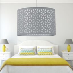 First Choice Lighting Set of 2 Grey Laser Cut 25cm Pendant Lightshades - thumbnail 6