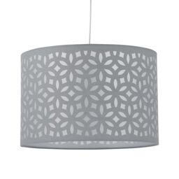 First Choice Lighting Set of 2 Grey Laser Cut 25cm Pendant Lightshades - thumbnail 2