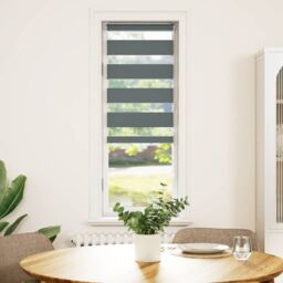Berkfield Home Zebra Blind Dark Grey 50x150 cm Fabric Width 45.9 cm Polyester - thumbnail 2