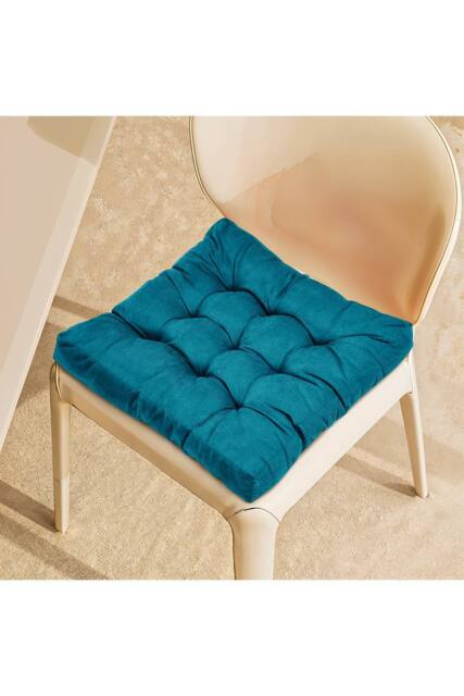 Living and Home Comfort Padded Corduroy Chair Cushion in Blue - image 1