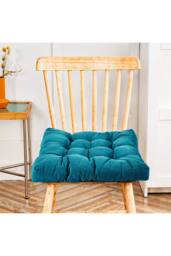Living and Home Comfort Padded Corduroy Chair Cushion in Blue - thumbnail 3