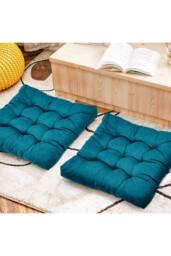 Living and Home Comfort Padded Corduroy Chair Cushion in Blue - thumbnail 2