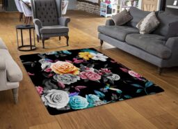 Benjamin Tate Design Humming Bird, Roses, Peony With Leaves Designer Rug in Natural - Size: Large - thumbnail 2