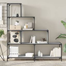 Berkfield Home Bookcase 4-Stair Grey Sonoma 139x33.5x149 cm Engineered Wood - thumbnail 4