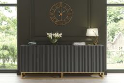 Creative Furniture Ripple Duo Sideboard 200cm - Modern Fluted Design with Push to Open doors in Dark Grey - thumbnail 7