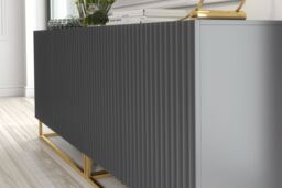 Creative Furniture Ripple Duo Sideboard 200cm - Modern Fluted Design with Push to Open doors in Dark Grey - thumbnail 5