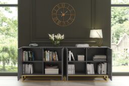Creative Furniture Ripple Duo Sideboard 200cm - Modern Fluted Design with Push to Open doors in Dark Grey - thumbnail 8