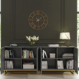 Creative Furniture Ripple Duo Sideboard 200cm - Modern Fluted Design with Push to Open doors in Dark Grey - thumbnail 3