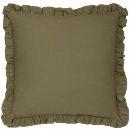 Paoletti Kemble Floral 100% Cotton Frilled Cushion in Olive - Size: 45 cm x 45 cm - thumbnail 2