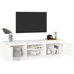 Berkfield Home TV Cabinet White 140x35x40 cm Solid Wood Pine - Size: 140 x 35 x 40 cm - thumbnail 1