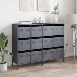 Berkfield Home Sideboard Anthracite 135x39x103.5 cm Cold-rolled Steel in Dark Grey