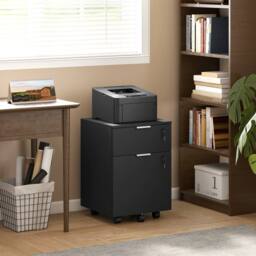 HOMCOM 2 Drawer Filing Cabinet with Adjustable Hanging Bars for A4 & Letter in Black