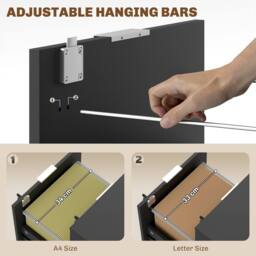 HOMCOM 2 Drawer Filing Cabinet with Adjustable Hanging Bars for A4 & Letter in Black - thumbnail 6