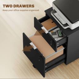HOMCOM 2 Drawer Filing Cabinet with Adjustable Hanging Bars for A4 & Letter in Black - thumbnail 4