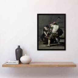 "Artery8 Forge Labour Men Anvil Francisco Goya Framed Wall Art Print in Grey - Size: W12"" x H16""" - thumbnail 4