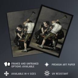 "Artery8 Forge Labour Men Anvil Francisco Goya Framed Wall Art Print in Grey - Size: W12"" x H16""" - thumbnail 2