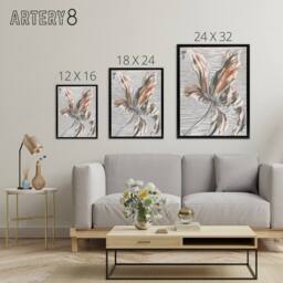 "Artery8 Tulip Flower Bloom Floral Painting Teyler Black Framed Canvas Wall Art in White - Size: W12"" x H16""" - thumbnail 4