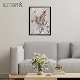 "Artery8 Tulip Flower Bloom Floral Painting Teyler Black Framed Canvas Wall Art in White - Size: W12"" x H16""" - thumbnail 3
