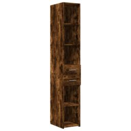 Berkfield Home Slim Storage Cabinet Smoked Oak 30x42.5x225 cm Engineered Wood in Brown - thumbnail 6