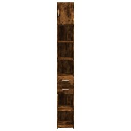 Berkfield Home Slim Storage Cabinet Smoked Oak 30x42.5x225 cm Engineered Wood in Brown - thumbnail 4