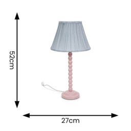 ValueLights Bobbins Rose Pink Table Lamp with Tapered Fabric Pleasted Shade & LED Bulb in Pale Pink - thumbnail 6