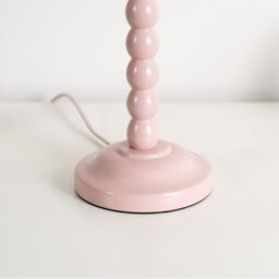 ValueLights Bobbins Rose Pink Table Lamp with Tapered Fabric Pleasted Shade & LED Bulb in Pale Pink - thumbnail 3
