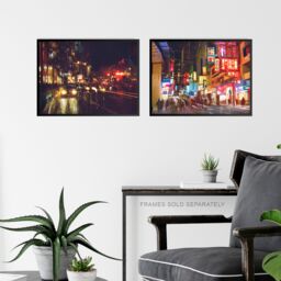 Artery8 Wall Art Print New York London Chinatown Cityscape At Night Set Of 3 s Living Room Aesthetic Oil Paintings A4 - thumbnail 6