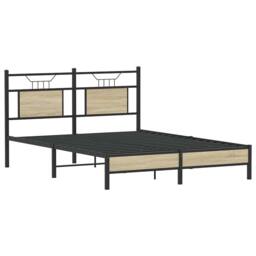 Berkfield Home Bed Frame without Mattress Sonoma Oak 137x190 cm Engineered Wood in Black - thumbnail 5