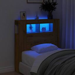 Berkfield Home LED Headboard Artisan Oak 100x18.5x103.5 cm Engineered Wood in Brown - thumbnail 4
