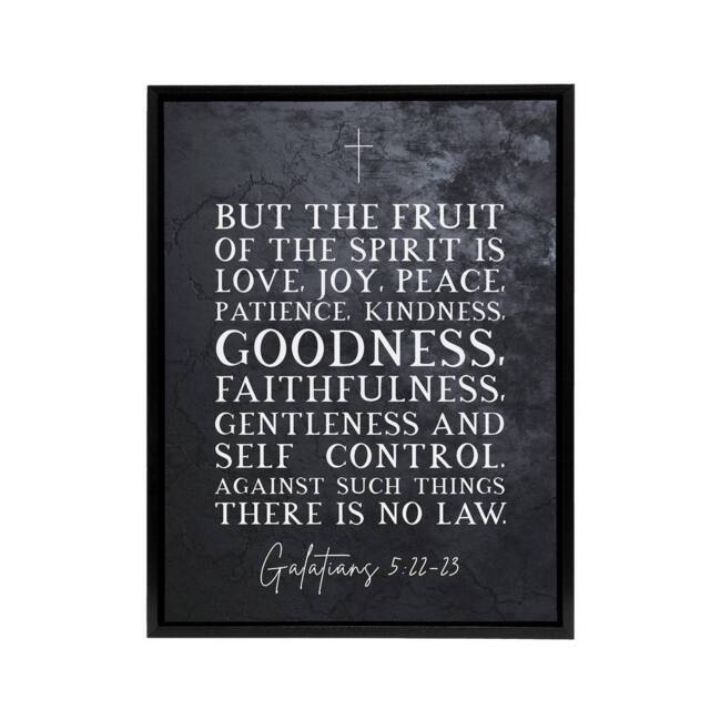 "Artery8 Galatians 5 22 23 The Fruit Of Bible Quote Framed Canvas Wall Art Print in Grey - Size: W12"" x H16""" - image 1