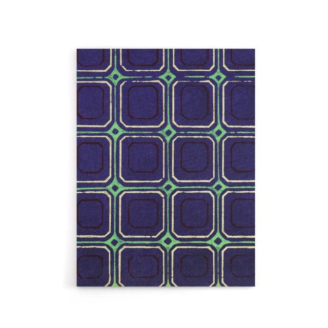 "Artery8 Geometric Blue Green Square Pattern Canvas Wall Art Print Korin in Purple - Size: W18"" x H24""" - image 1