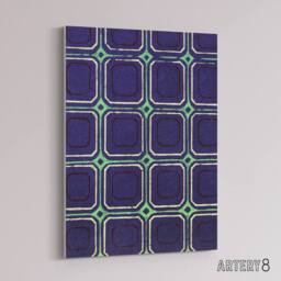 "Artery8 Geometric Blue Green Square Pattern Canvas Wall Art Print Korin in Purple - Size: W18"" x H24""" - thumbnail 2