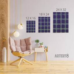 "Artery8 Geometric Blue Green Square Pattern Canvas Wall Art Print Korin in Purple - Size: W18"" x H24""" - thumbnail 4