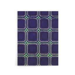 "Artery8 Geometric Blue Green Square Pattern Canvas Wall Art Print Korin in Purple - Size: W18"" x H24""" - thumbnail 1
