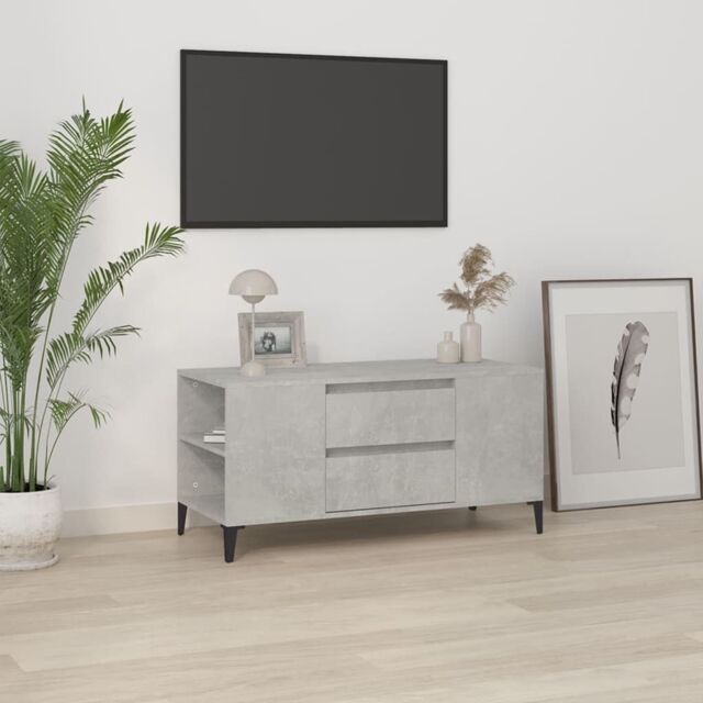 Berkfield Home TV Cabinet Concrete Grey 102x44.5x50 cm Engineered Wood - image 1