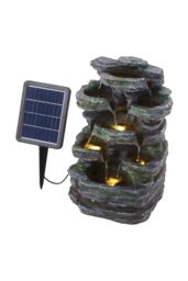 H&O Direct Outdoor Faux Rock Water Fountain with Lights in Grey - thumbnail 4