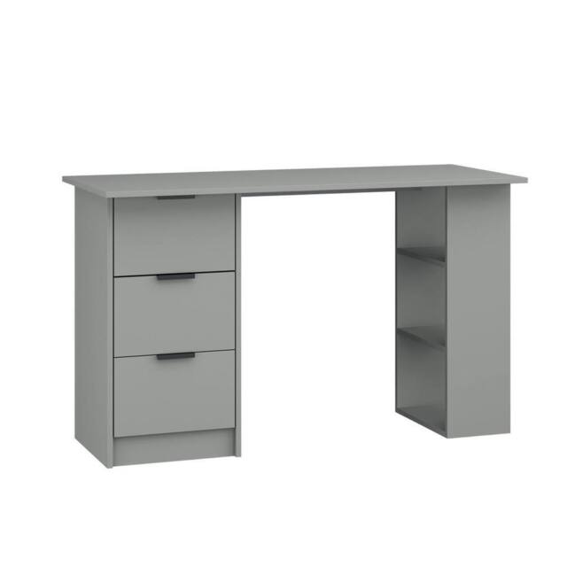 FORGEVIO Computer Writing Desk with 3 Drawers 3 Shelves Home Office Grey - image 1