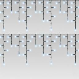 Pegdev Cool White LED Icicle Lights Black Cable Outdoor Connectable 6m