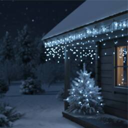 Pegdev Cool White LED Icicle Lights Black Cable Outdoor Connectable 6m - thumbnail 3
